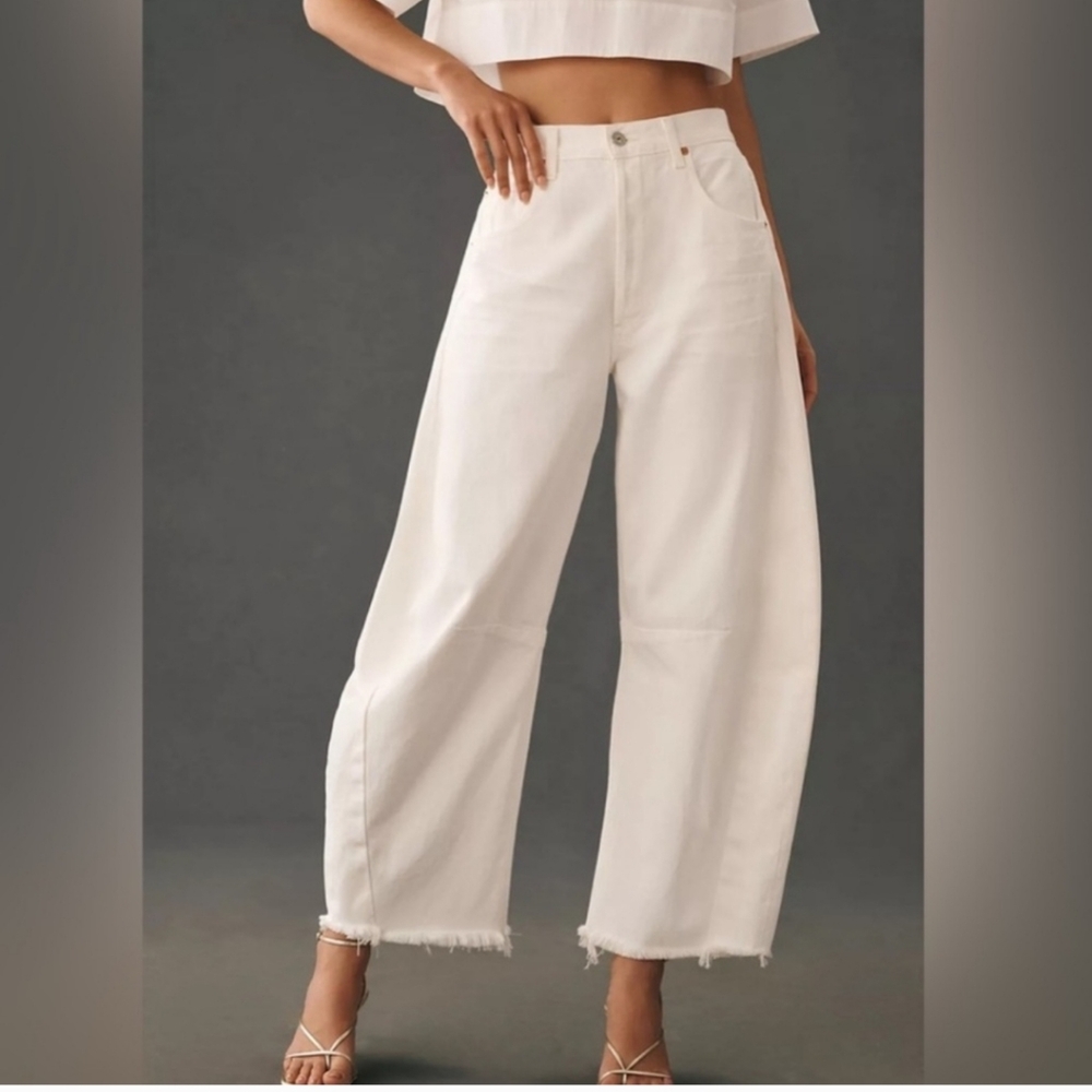 Citizens Of Humanity White Wide-Leg Crop Jeans
